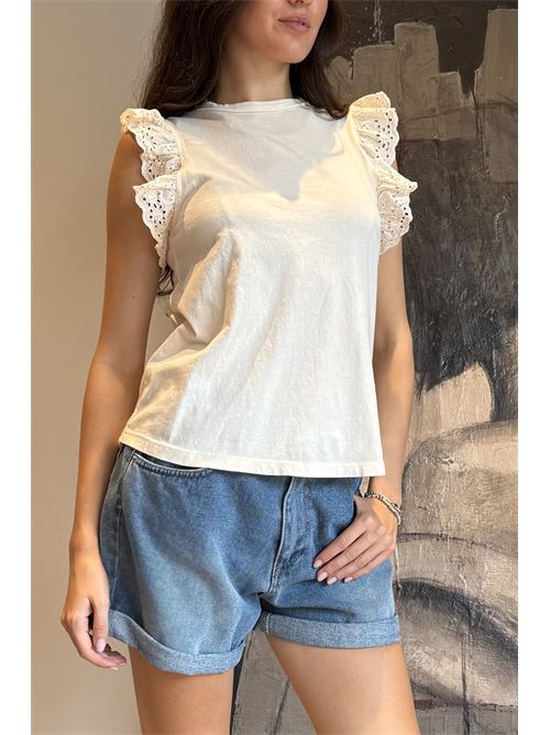 T-shirt manica pizzo san gallo DIECI MINUTI | 80472